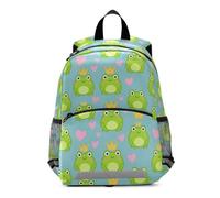 KLL Zaino per bambini con rane verdi e cuori | Bustine per libri con clip sul petto, per bambini, mochilas para ni?as de 3 a?os