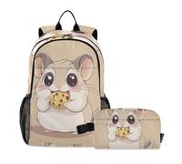 KLL Zaino per bambini con scritta "Hamster Eats Food Cute Bookbags With Lunchbox for Boys (scenario) Zaino per ragazze di età 8-10 anni