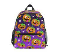 KLL zaino per bambini ragazze per la scuola Evil Orange Pumpkin per Halloween, Zucca arancione malvagia per Halloween, Small, Moda
