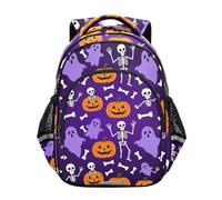 KLL Zaino per la scuola elementare per ragazze ragazzi studenti borsa libro adolescenti bambini casual giorno pack Halloween scheletro & fantasmi stampa