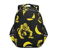 KLL Zaino quotidiano per bambini, adolescenti, adolescenti, libreria, per college, bambini, viaggi, mostri arrabbiati, banane, nero e giallo