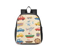 KLL zaino sportivo per bambini Cartoon Colorful automobili, navi e aerei