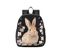KLL zaino sportivo per bambini Floral Springtime Bunny Rabbit | Borsa per libri, per ragazze, mochila para ni?os de 5 a?os