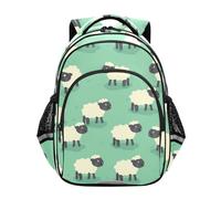 KLL Zaino sportivo per ragazze adolescenti, borsa per libri per università, adolescenti, bambini, zainetti da viaggio con pecore carine, cartoni animati, verde