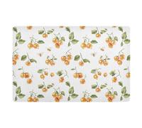 KLL Zerbino di benvenuto 81,3 x 50,8 cm, in gomma antiscivolo, a basso profilo, ultra sottile, per esterni, per corridoio, cucina, vacanze, decorazione con frutti di bosco dorati, colore bianco