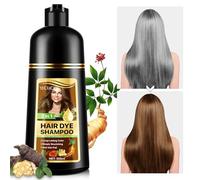 KLLALO Shampoo colorante per capelli 3 in 1 per uomini e donne, 500 ml, nero e marrone scuro, ingredienti vegetali naturali, copertura capelli grigi, non profumato