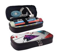 KLLTYHMU Astuccio in pelle organizer per matite di grande capacità borsa portaoggetti con scomparti carino borsa per matite pupazzo di neve conchiglie sabbiosa spiaggia penna box portatile cosmetico