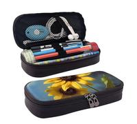 KLLTYHMU Astuccio in pelle organizer per matite di grande capacità borsa portaoggetti con scomparti carino astuccio per matite bellissimo paesaggio alberi fiocchi di neve scatola per penne portatile