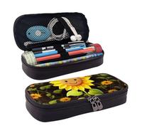 KLLTYHMU Astuccio in pelle organizer per matite di grande capacità borsa portaoggetti con scomparti carino borsa per matite pupazzo di neve conchiglie sabbiosa spiaggia penna box portatile cosmetico