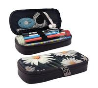 KLLTYHMU Astuccio in pelle organizer per matite di grande capacità borsa portaoggetti con scomparti carino borsa per matite pupazzo di neve conchiglie sabbiosa spiaggia penna box portatile cosmetico