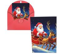 KLLTYHMU Biglietti di ringraziamento con buste, Babbo Natale sulla slitta, 10 x 15 cm, set di 1 biglietto di auguri per appunti personalizzati, biglietti formali per tutte le occasioni, adatti per