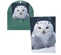 KLLTYHMU Biglietti di ringraziamento con buste, gufo delle nevi 10 x 15 cm, set di 1 biglietto di auguri per note personalizzate, biglietti formali per tutte le occasioni, adatti per piccole imprese