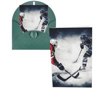 KLLTYHMU Biglietti di ringraziamento con buste, motivo hockey su ghiaccio, 10 x 15 cm, set di 1 biglietto di auguri per note personalizzate, biglietti formali per tutte le occasioni, adatti per