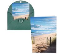KLLTYHMU Biglietti di ringraziamento con buste, motivo spiaggia scenario 10,2 x 15,2 cm, set di 1 biglietto di auguri per note personalizzate, biglietti formali per tutte le occasioni, adatti per