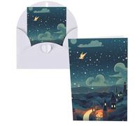KLLTYHMU Biglietti di ringraziamento con buste, notti magiche, 10 x 15 cm, set di 1 biglietto di auguri per appunti personalizzati, biglietti formali per tutte le occasioni, adatti per piccole imprese