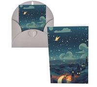 KLLTYHMU Biglietti di ringraziamento con buste, notti magiche, 10 x 15 cm, set di 1 biglietto di auguri per appunti personalizzati, biglietti formali per tutte le occasioni, adatti per piccole imprese
