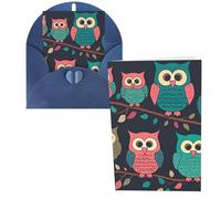 KLLTYHMU Biglietti di ringraziamento con buste, simpatici gufi, 10 x 15 cm, set di 1 biglietto di auguri per appunti personalizzati, biglietti formali per tutte le occasioni, adatti per piccole