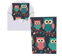 KLLTYHMU Biglietti di ringraziamento con buste, simpatici gufi, 10 x 15 cm, set di 1 biglietto di auguri per appunti personalizzati, biglietti formali per tutte le occasioni, adatti per piccole