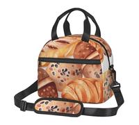 KLLTYHMU Borsa per il pranzo con pane dipinto, riutilizzabile, isolata, a prova di perdite, impermeabile, borsa tote con tracolla regolabile per lavoro, ufficio, picnic