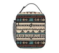 KLLTYHMU Borsa termica per il pranzo con motivo nativo americano, con manico staccabile, a prova di perdite, riutilizzabile, per donne e uomini, per lavoro, picnic, viaggi, campeggio