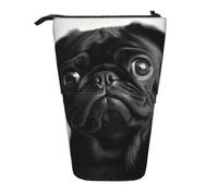 KLLTYHMU Carino Nero Pug Dog Telescopico Portapenne Portapenne Pop Up Astuccio Portatile Stand Up Pencil Case Carino Spazioso Sacchetto Della Matita Per Forniture Per Ufficio