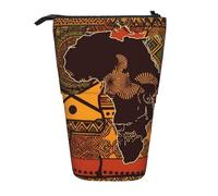 KLLTYHMU Cartina africana Modello Etnico Telescopico Matita Sacchetto Portapenne Pop Up Astuccio Portatile Stand Up Matita Caso Carino Spazioso Sacchetto Della Matita Per Forniture Per