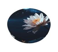 KLLTYHMU Flower and Moon - Coprisedia rotondo per sgabello da bar, elasticizzato, antiscivolo, rimovibile, lavabile, antipolvere, per cucina, sala da pranzo, bar, 33 cm