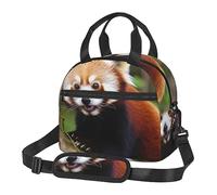 KLLTYHMU Little Red Panda - Borsa termica per il pranzo, riutilizzabile, a prova di perdite, impermeabile, con tracolla regolabile, per lavoro, ufficio, picnic