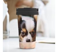 KLLTYHMU Papillon - Tazza da caffè da viaggio con coperchio isolato in acciaio inox, con anello nascosto, 500 ml, per uomini e donne