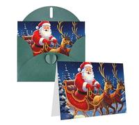 KLLTYHMU Set di 1 biglietto di ringraziamento con buste, Babbo Natale sulla slitta, biglietto di auguri per appunti personalizzati, biglietti formali per tutte le occasioni, adatti per piccole imprese