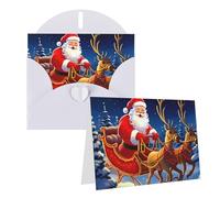 KLLTYHMU Set di 1 biglietto di ringraziamento con buste, Babbo Natale sulla slitta, biglietto di auguri per appunti personalizzati, biglietti formali per tutte le occasioni, adatti per piccole imprese