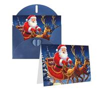 KLLTYHMU Set di 1 biglietto di ringraziamento con buste, Babbo Natale sulla slitta, biglietto di auguri per appunti personalizzati, biglietti formali per tutte le occasioni, adatti per piccole imprese