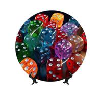 KLLTYHMU Set di dadi da gioco in porcellana Bone China Piatto decorativo da 15,2 cm, piatti decorativi in ceramica piatto rotondo in porcellana elegante con espositore per artigianato artistico per