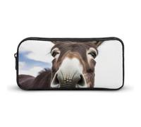 KLLTYHMU Simpatico astuccio per matite e penne con asino, grande capacità, astuccio per trucchi e cosmetici, per donne e uomini