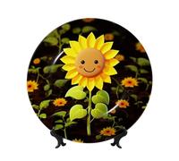 KLLTYHMU Simpatico girasole Bone China Piatto decorativo 15,2 cm, piatti decorativi in ceramica piatto rotondo in porcellana elegante con espositore artistico artigianato per la casa cucina camera da