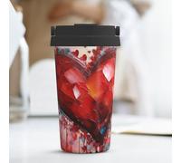 KLLTYHMU Tazza da caffè da viaggio con cuore astratto da 500 ml, in acciaio inox, isolata, con coperchio nascosto per il trasporto, tazza termica per uomini e donne
