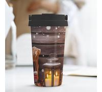 KLLTYHMU Tazza da viaggio in acciaio inox isolata con coperchio nascosto con anello per il trasporto, tazza termica per caffè da 500 ml, con scritta Merry Christmas, per uomini e donne