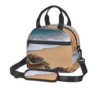 KLLTYHMU Turtles On The Beach - Borsa termica per il pranzo, riutilizzabile, a prova di perdite, impermeabile, con tracolla regolabile, per lavoro, ufficio, picnic