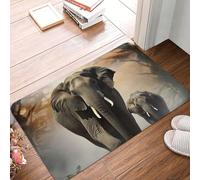 KLLTYHMU Zerbino in flanella antiscivolo, assorbente, per interni ed esterni, morbido, lavabile, tappeto da bagno con elefante nella nebbia, 40,6 x 61 cm, per cucina, camera da letto, bagno