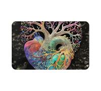 KLLTYHMU Zerbino in flanella, morbido, assorbente, per interni ed esterni, antiscivolo, lavabile, con albero della vita e cuore, 50 x 80 cm, decorazione elegante per cucina, camera da letto, bagno