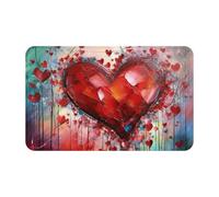 KLLTYHMU Zerbino in flanella, morbido, assorbente, per interni ed esterni, antiscivolo, lavabile, tappetino da bagno con cuore astratto, 50 x 80 cm, decorazione elegante per cucina, camera da letto