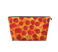 KLNBV Beauty case da viaggio con pizza e peperoni 3D, con una cerniera e abbastanza grande per gli strumenti cosmetici, Argento, Taglia unica