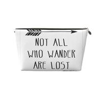 KLNBV Beauty case da viaggio con scritta in inglese "Not All Who Wander Are Lost", con una cerniera e abbastanza grande per contenere cosmetici, Oro, Taglia unica