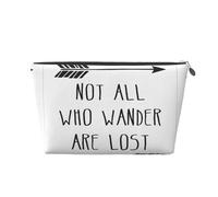 KLNBV Beauty case da viaggio con scritta in inglese "Not All Who Wander Are Lost", con una cerniera e abbastanza grande per contenere cosmetici, Argento, Taglia unica