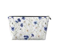 KLNBV La borsa da toeletta di viaggio del fiore disegnata a mano compone con una cerniera e abbastanza grande per gli strumenti dei cosmetici, Argento, Taglia unica