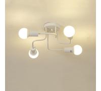 Klobvtt Plafoniera industriale Lampada da soffitto a montaggio semi-incasso retrò Lampadario a 4 luci, Lampadari vintage da vicino al soffitto E27 Lampadari per soggiorno Camera da letto Cucina d'ingr