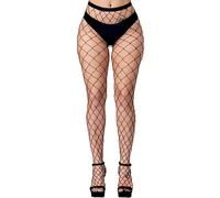 KLONKEE Calze a rete nere Donna, Sexy Elastica Nero vita alta Collant a rete da Donna