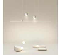 KLONWG Lampadario Moderno lineare a Globo Nero con dimmer, Strisce Lunghe, Lampada a Sospensione a LED lineare, Lampada da Cucina sopra l'isola, Lampada a Sospensione nordica Bianca per s