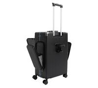 KLOOLIVE Valigetta rigida da 24 pollici, con apertura frontale, scomparto per computer portatile da 17 pollici, USB e Type-C, porta bevande, 4 ruote con freni, telaio in alluminio, trolley da viaggio