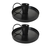 KLOP256 Portacandele in metallo, a testa singola, colore nero